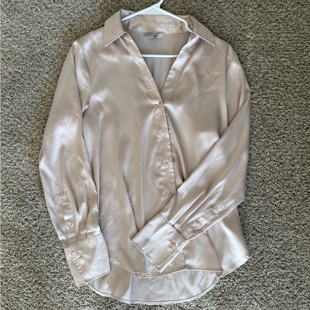 Satin Button-Up Blouse H&M